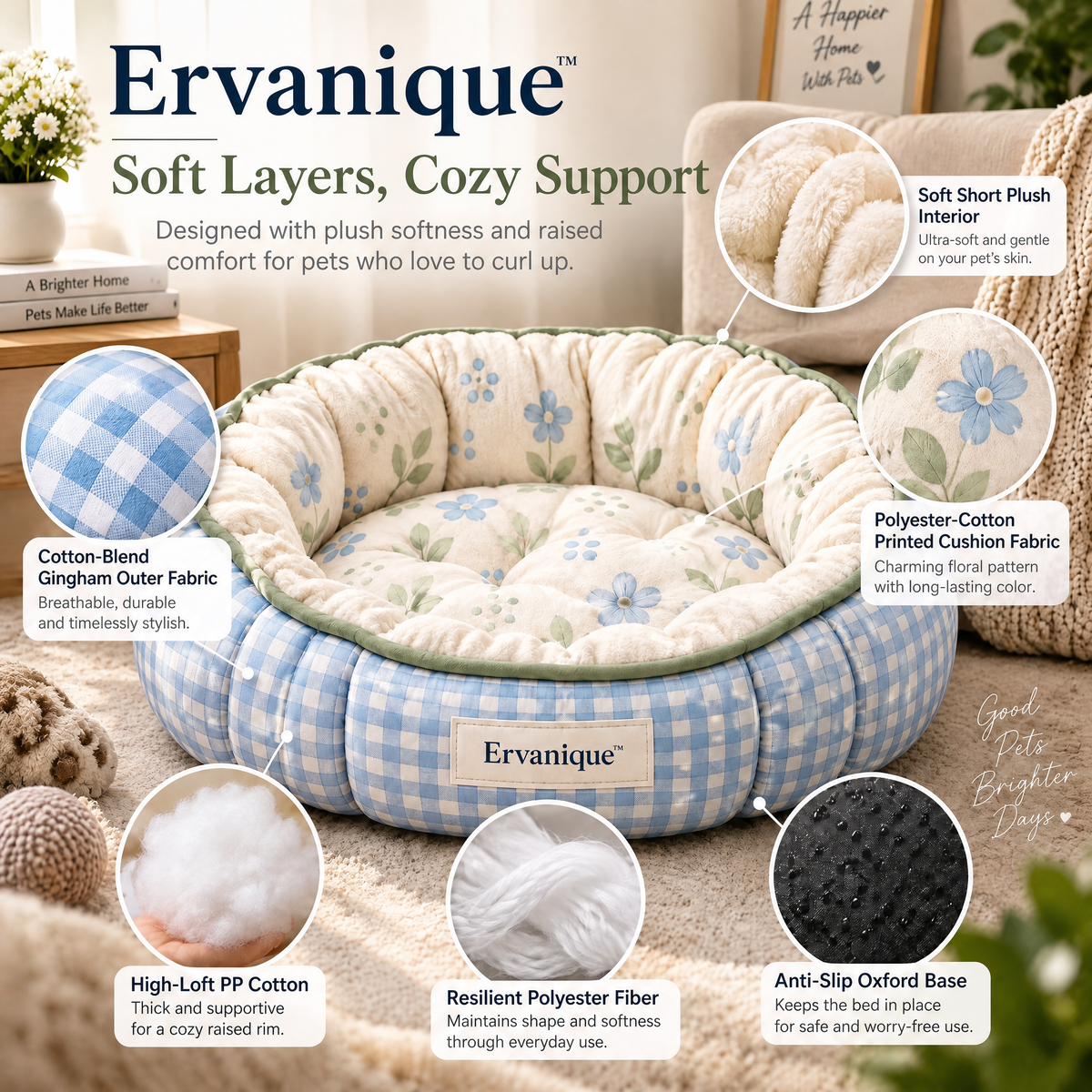 Ervanique™ Floral Cloud Nest Bed