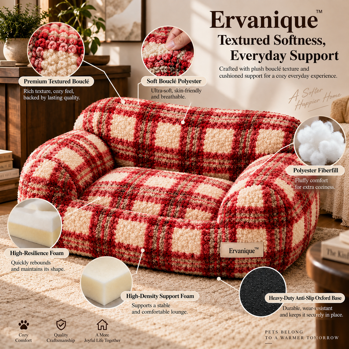 Ervanique™ Cozy Plaid Lounge Sofa Bed