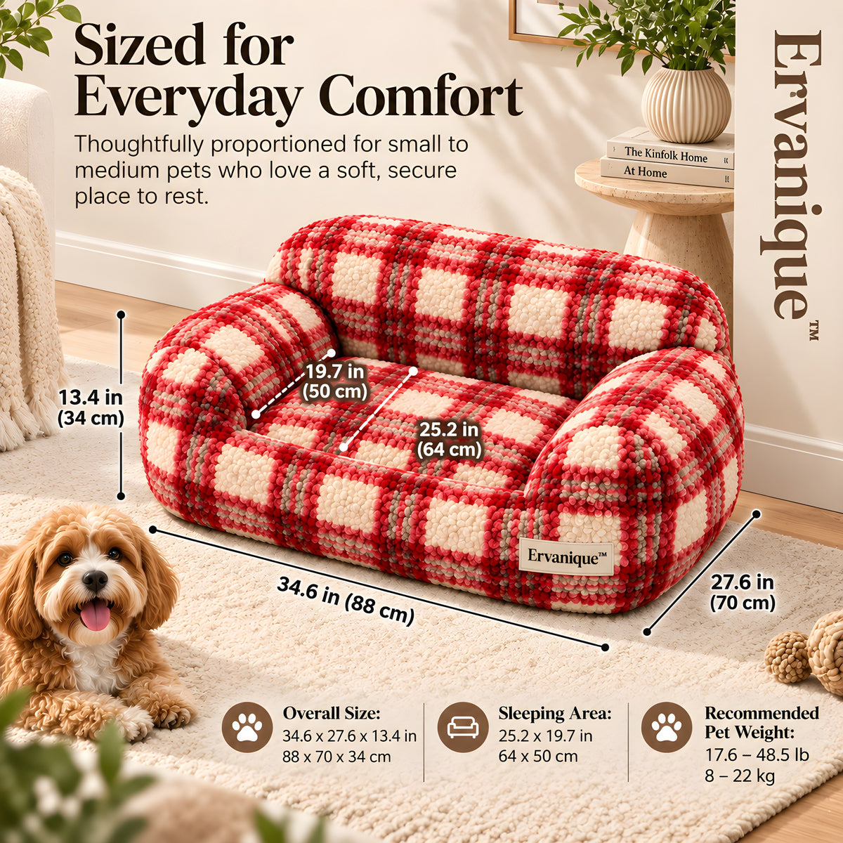 Ervanique™ Cozy Plaid Lounge Sofa Bed
