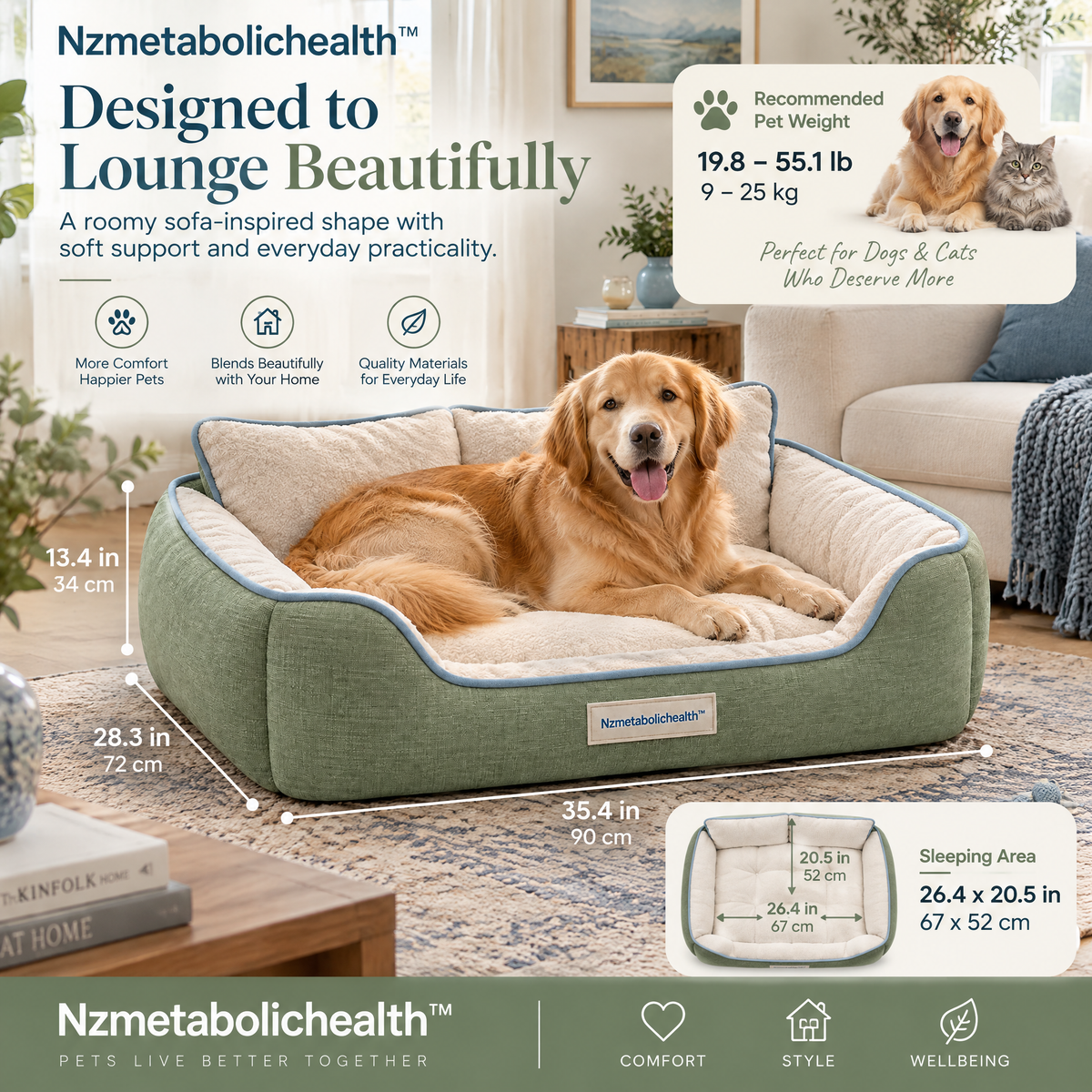Nzmetabolichealth™ Sage Comfort Bolster Sofa Bed